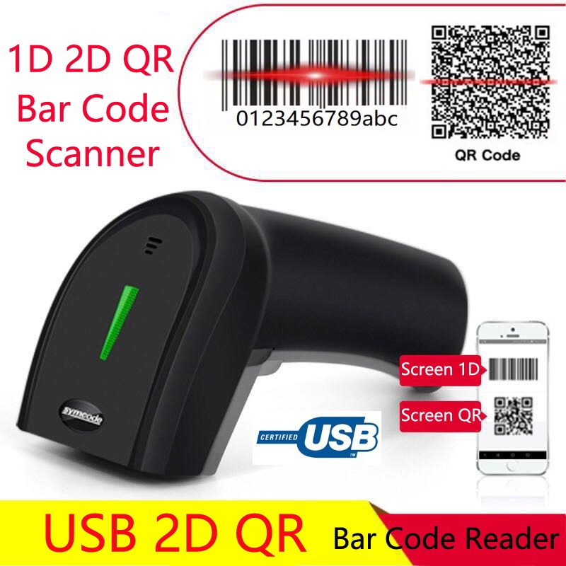 Symcode – lecteur de codes à barres QR 2D USB 1D, écran de paiement Mobile pour ordinateur