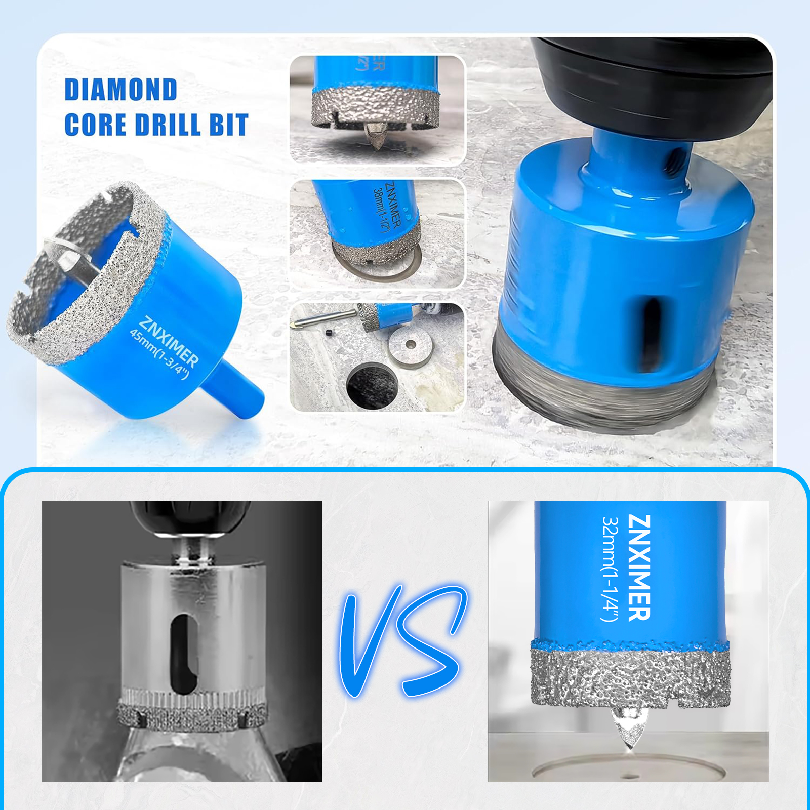 Juego de brocas de diamante de 18-68MM, sierra perforadora para azulejos de cerámica con taladro de posición para vidrio, mármol, granito, piedra, porcelana, 1 Uds.