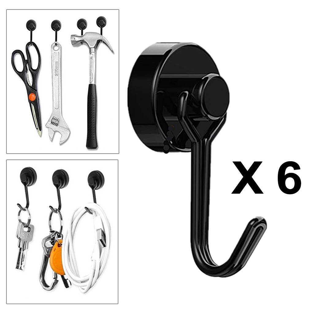 6 Stuks Sterke Magnetische Haken Zware Muur Haken Hanger Sleutel Jas Cup Opknoping Hanger Voor Thuis Keuken Opslag Organisatie