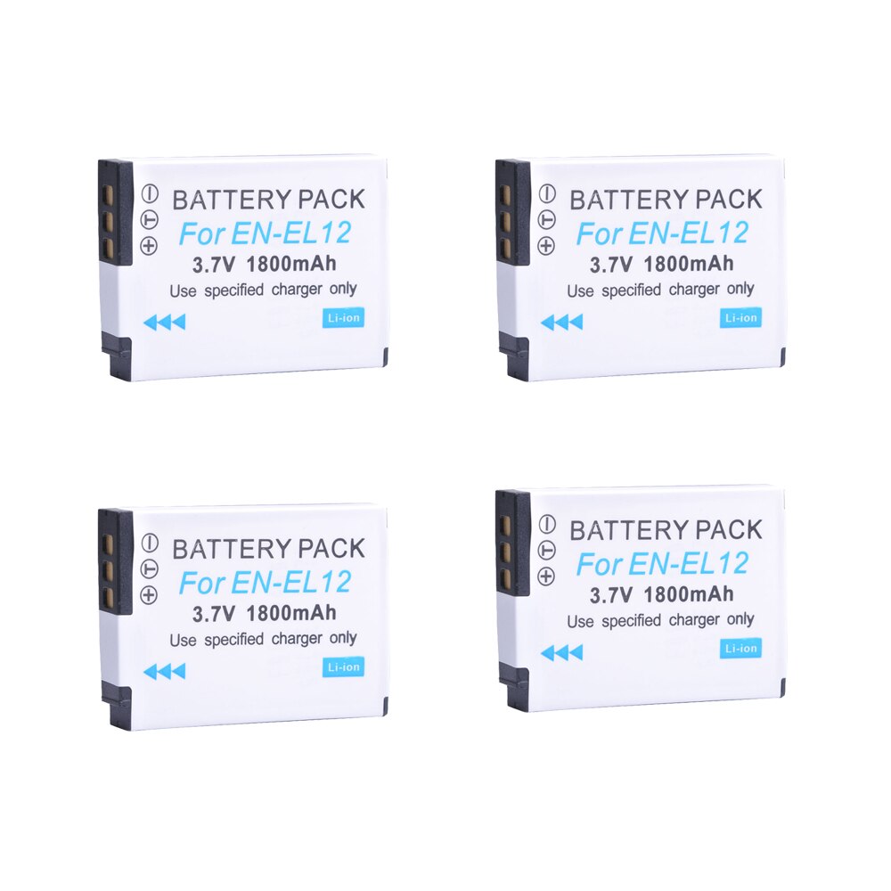 AsperX-Batería de EN-EL12 Akku + USB Dual, cargador con puerto tipo C para Nikon Coolpix S9700 S9500 S9400 S9300 S9100 S8200 S8100: 1 charger