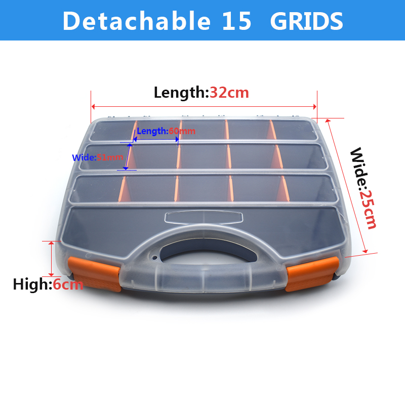 Plastic Box Organizer Container Transparent Compartment Adjustable Storage For Jewelry Button Hardware Tool Screw Detachable Box: Clear