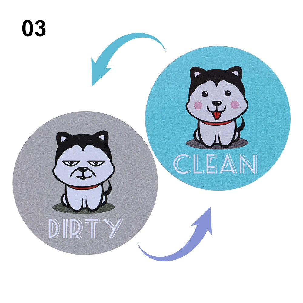 1PC Double Sided Dishwasher Fridge Magnet Reusable Clean Dirty Sign Household Home Living Bamboo Home Decor Magnetic Sticker: 03