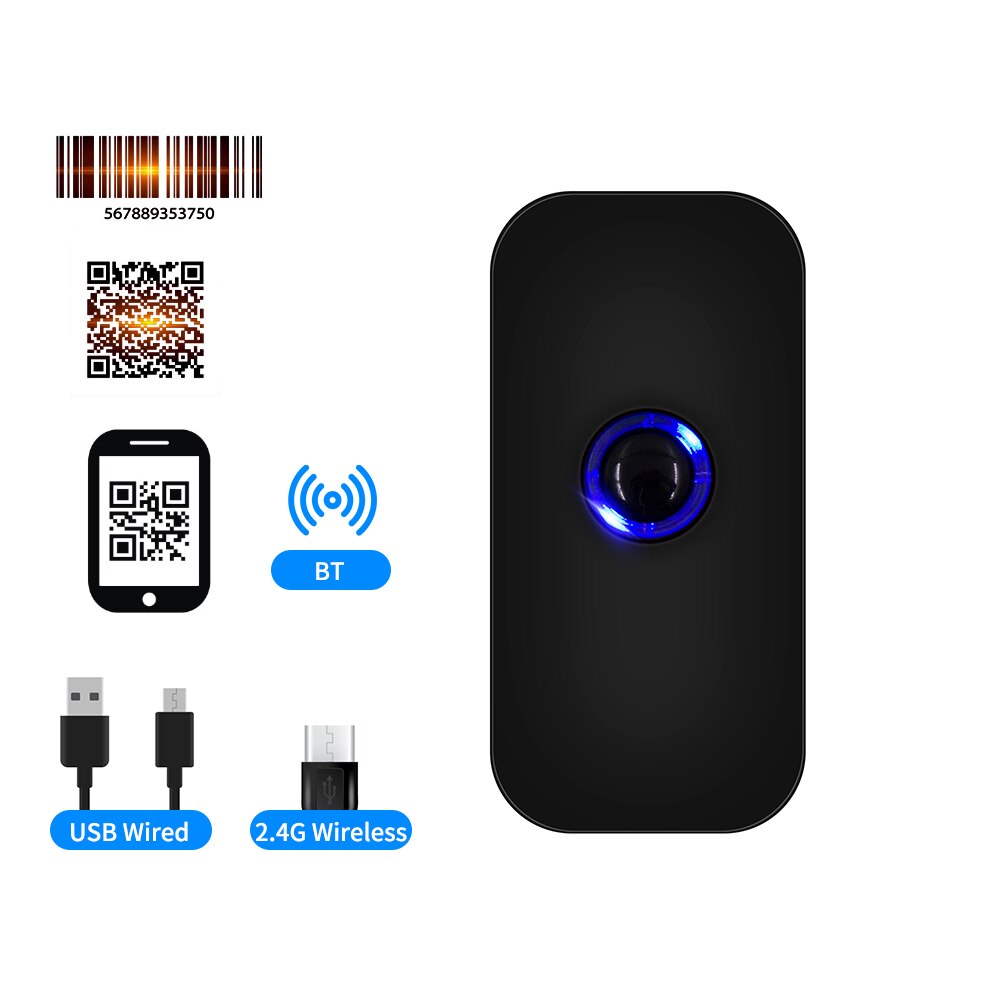 Handheld 3-In-1 Barcode Scanner 1D/2D/Qr Bar Code Reader Ondersteuning Bluetooth /2.4G Wireless/Usb Bekabelde Verbinding Voor Supermarkt