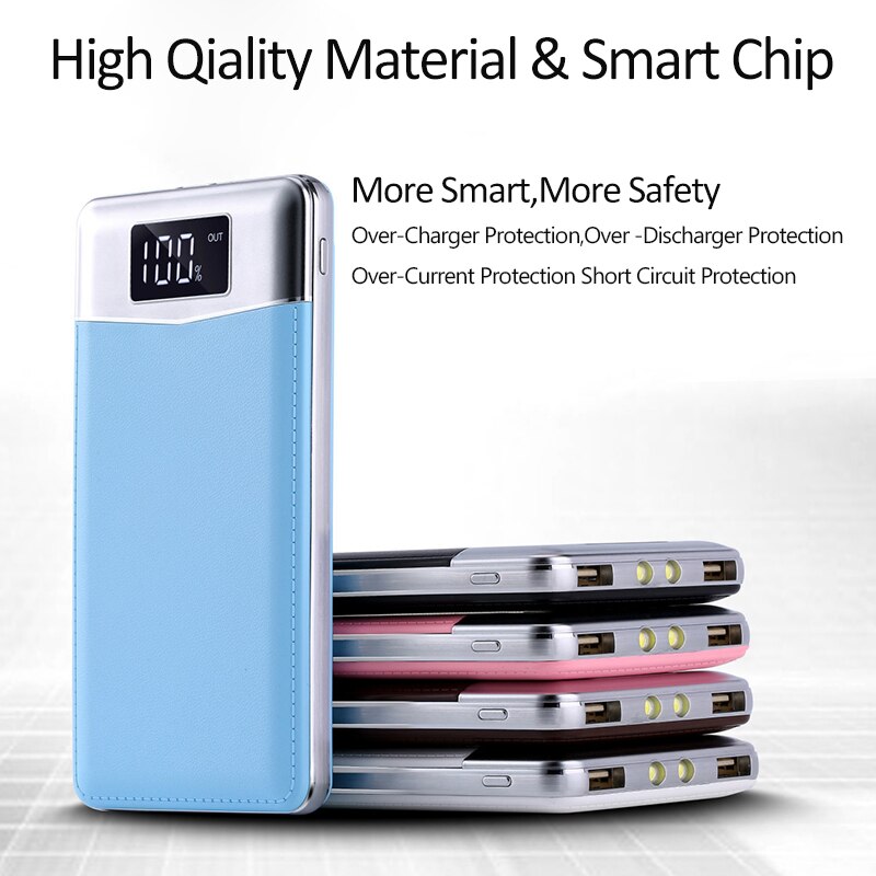 20000mAH Portable External Battery Power Bank Poverbank LED Display Phone Charger Dual USB Pover Bank For Smart Phone Powebank