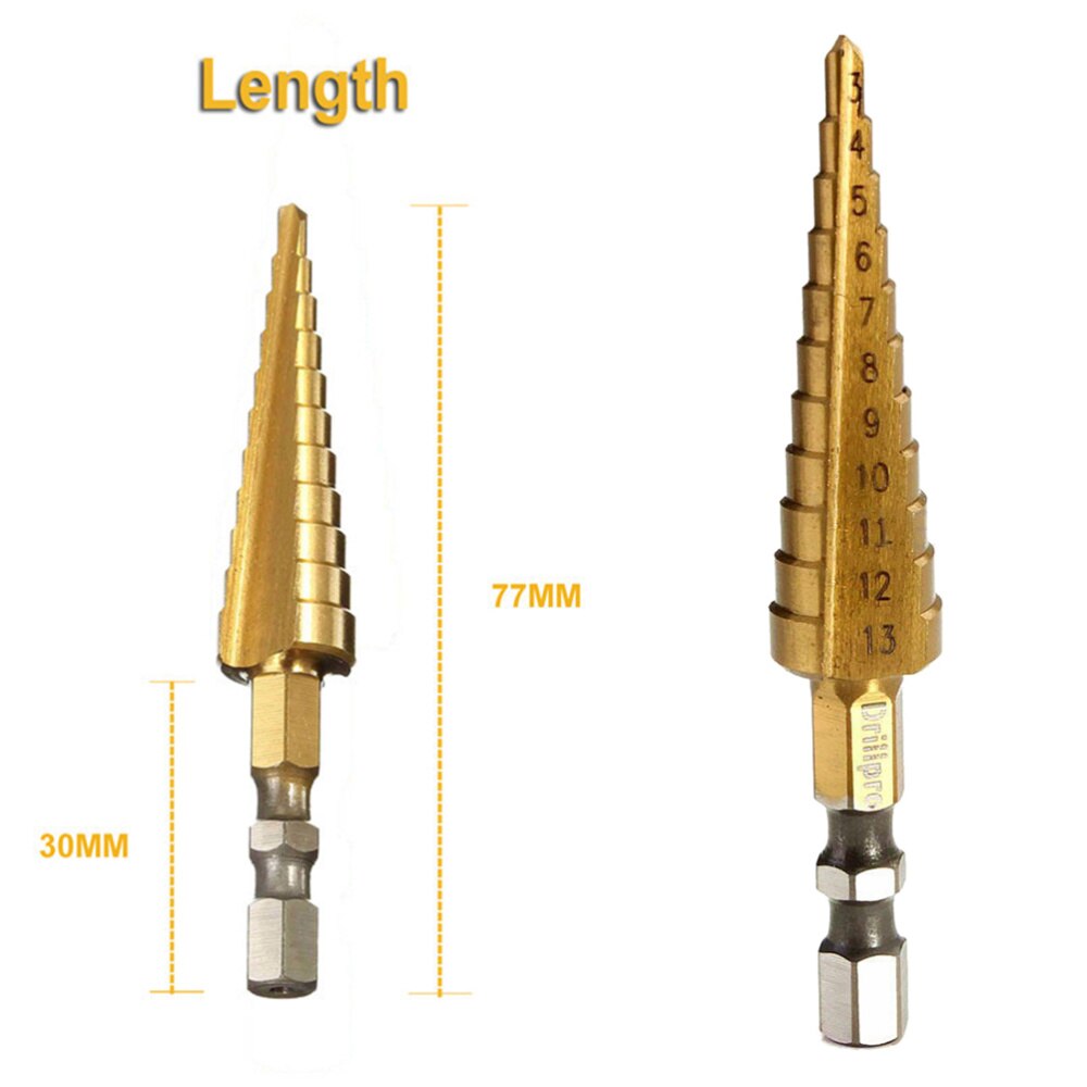 High-Speed Steel HSS Spiral Step Drill Bit Metal Hole Cutter 3-13mm