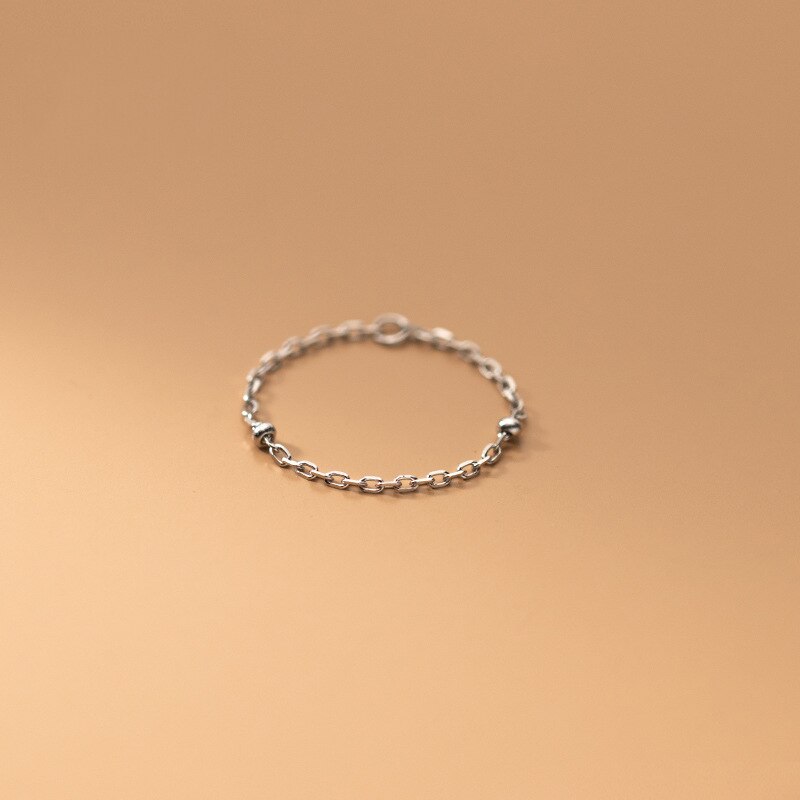 Inzatt Real 925 Sterling Zilver Kraal Ronde Chain Ring Voor Mode Vrouwen Punk Fijne Sieraden Minimalistische Accessoires