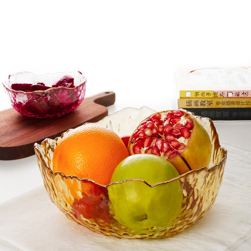 Glazen Slakom Fruitschaal Huishouden Woonkamer Thee Tafel Netto Rood Wastafel Snack Kleur Drie Delige Set