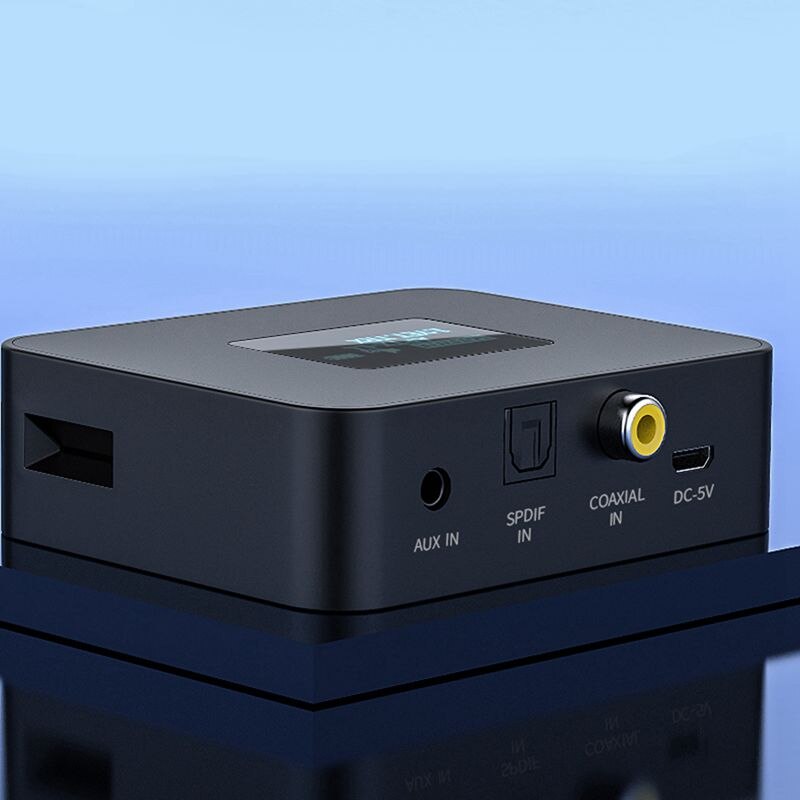 5.0 Bluetooth Adapter Support APTX/APTXLL 3.5mm Aux Jack SPDIF with LCD Sn Display Wireless Music o Transmitter