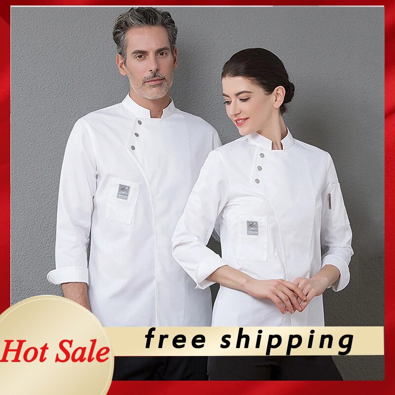 Unisex Chef Uniform Long Sleeve Bakery Restaurant Kitchen Cooking Cloth Waitress Work Wear Double Breasted Chef Jacket