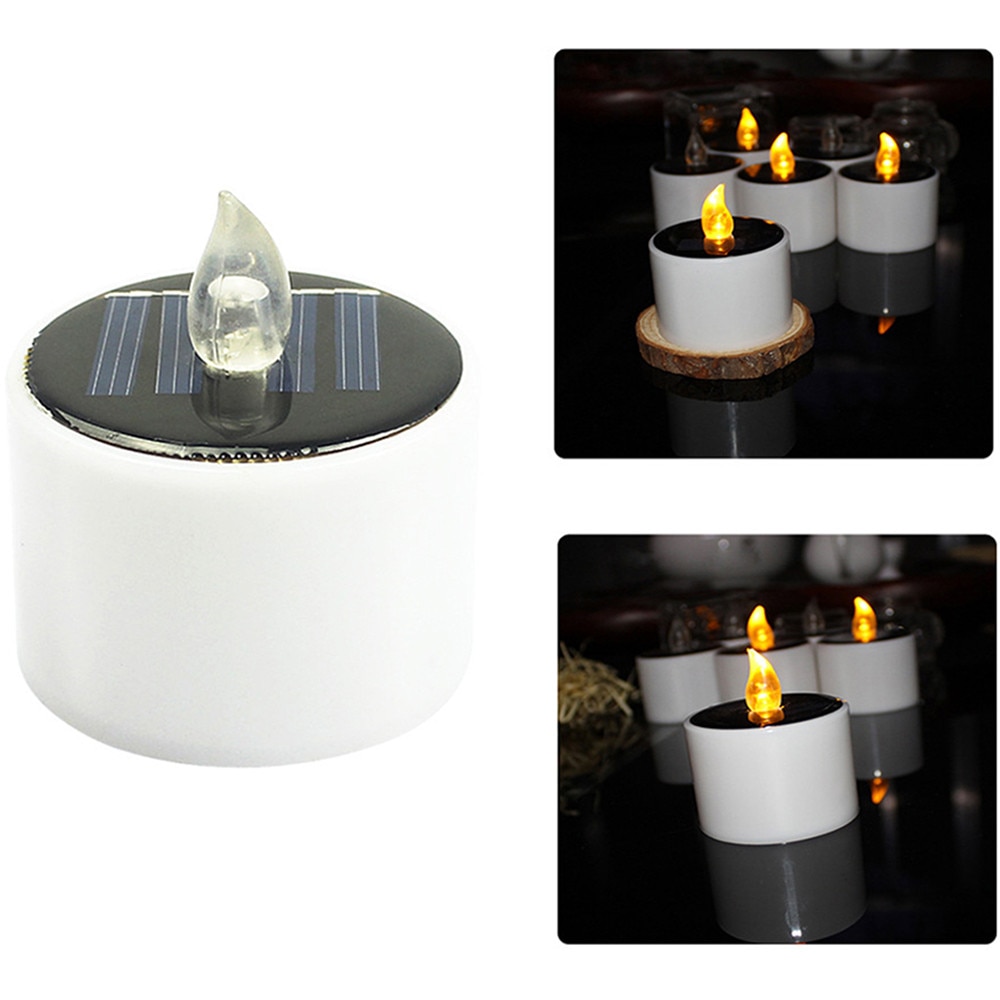 Solar Power Plastic Kaars Led Licht Kaarsen Vlamloze Elektronische Solar Led Tea Lights Lamp Voor Thuis Bar Kamer Tuin Slaapkamer