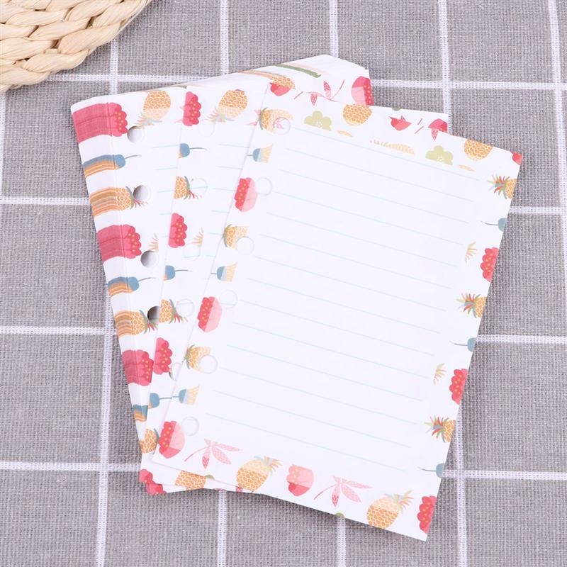 40 feuilles colorées A7 taille 6 trous bande dessinée papier Bouquet lignes horizontales remplissage papier recharges pour spirale cahier planificateur bloc-notes