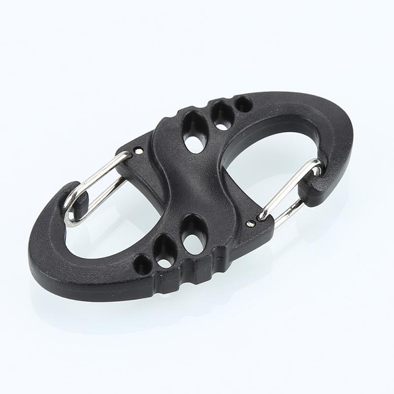 Mini S-shaped 8 Shaped Type Buckle Double Gated Locking Carabiner Key Ring Keychain Clip Hook Snap Spring Clasp: Default Title