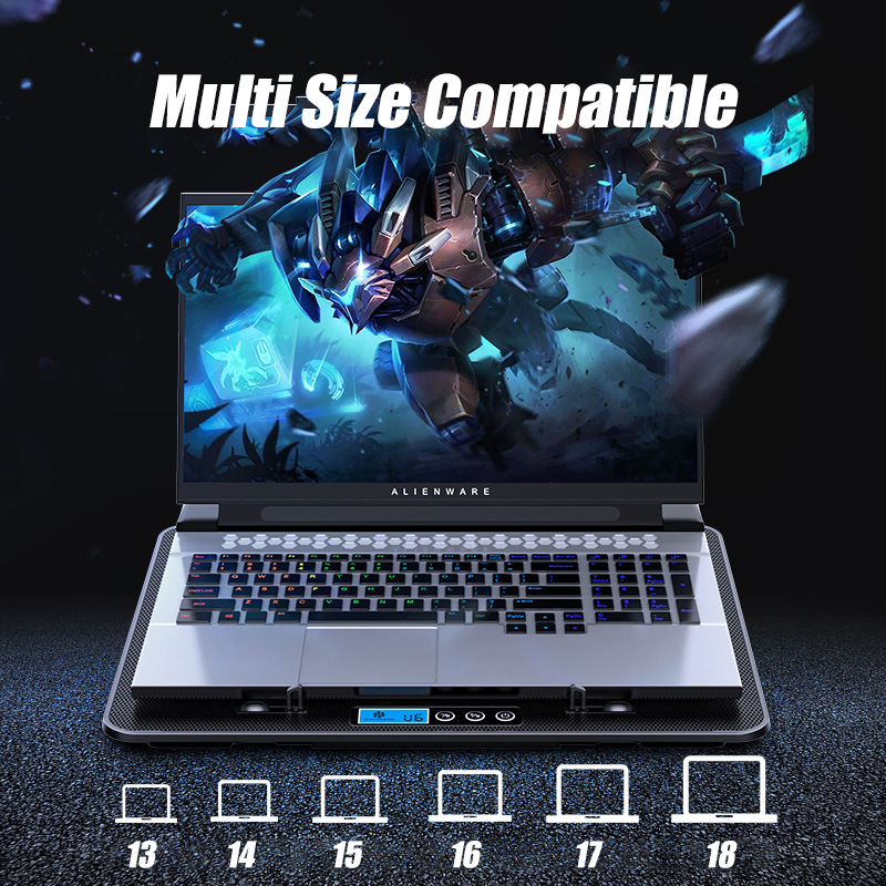 COOLCOLD A9 Gaming RGB Laptop Kühler 2 USB Ports 6 Fan Gaming Led Licht Notebook Kühler Für 13-18 Zoll Ständer Für Laptop Macbook