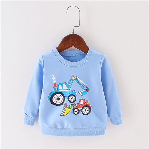 Katoenen Baby t-shirt Lange Mouw T-shirts voor Baby 'S Cartoon O-hals Top Baby Boy Eerste Verjaardag Outfit Jongen Shirt Kleding Tees: Sky Blue / 24M