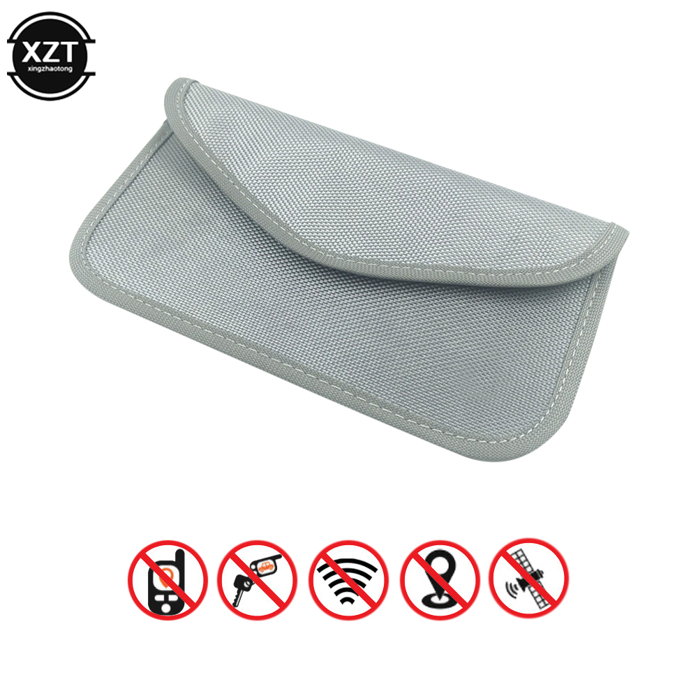 Portable Car Key Signal Blocker Case Faraday Cage Fob Pouch Keyless RFID Blocking Bag RFID Card Protector Car Accessories: grey