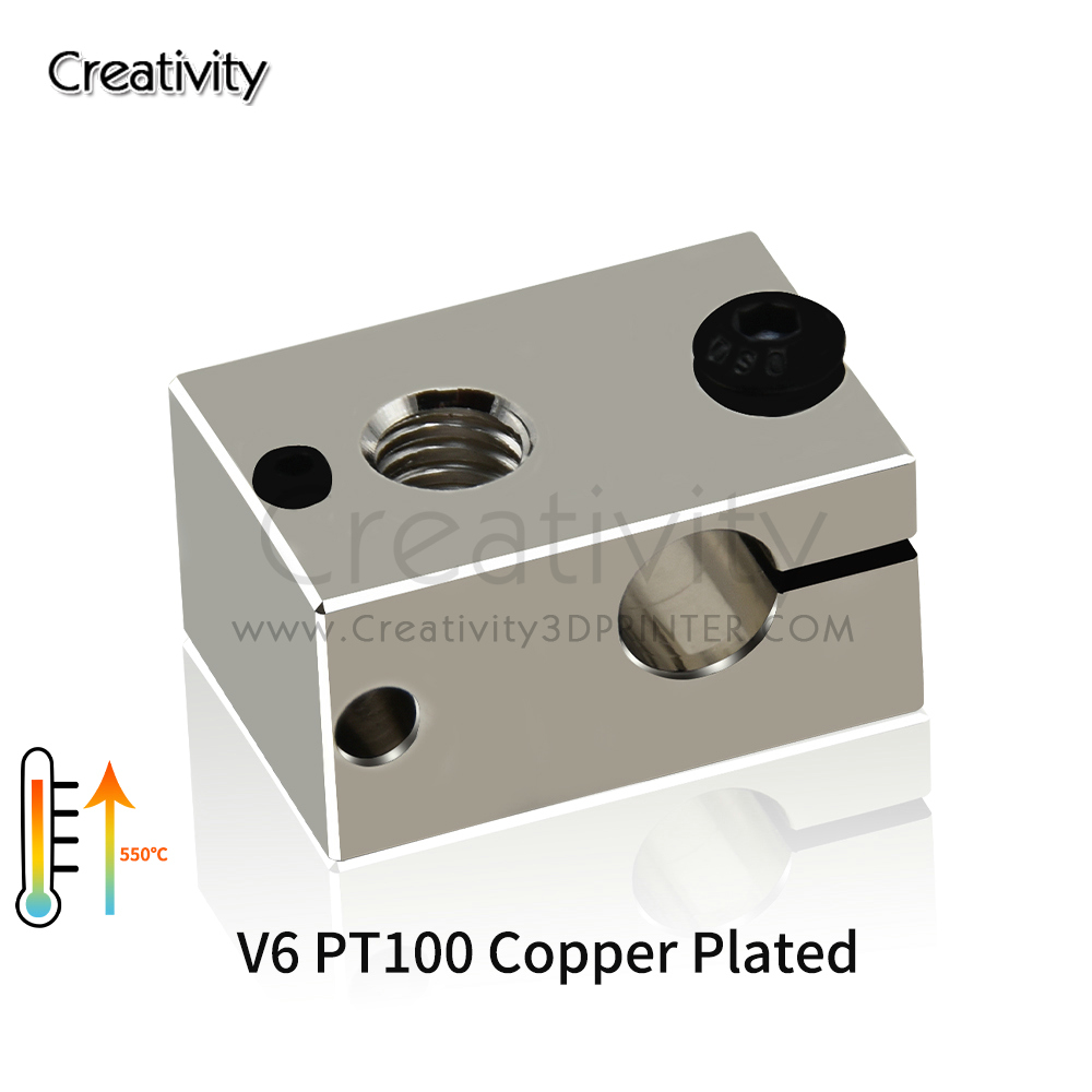 V6 PT100 verwarmingsblok siliconen sokken aluminium messing verkoperd verwarmingsblokken voor V6 Hotend