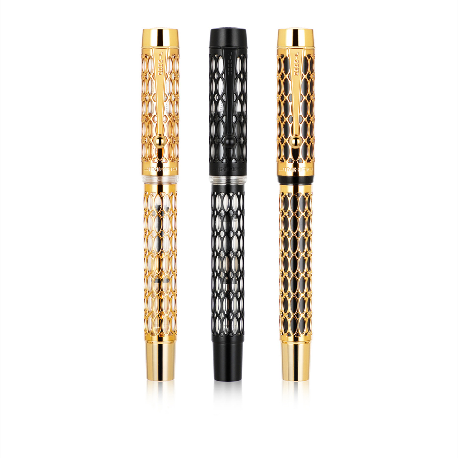 Jinhao stulecie 100 pióro wieczne prawdziwe złoto galwaniczne drążjeden długopisy z atramentem płynnie F stalówka szkolne biuro artykuły biznesowe