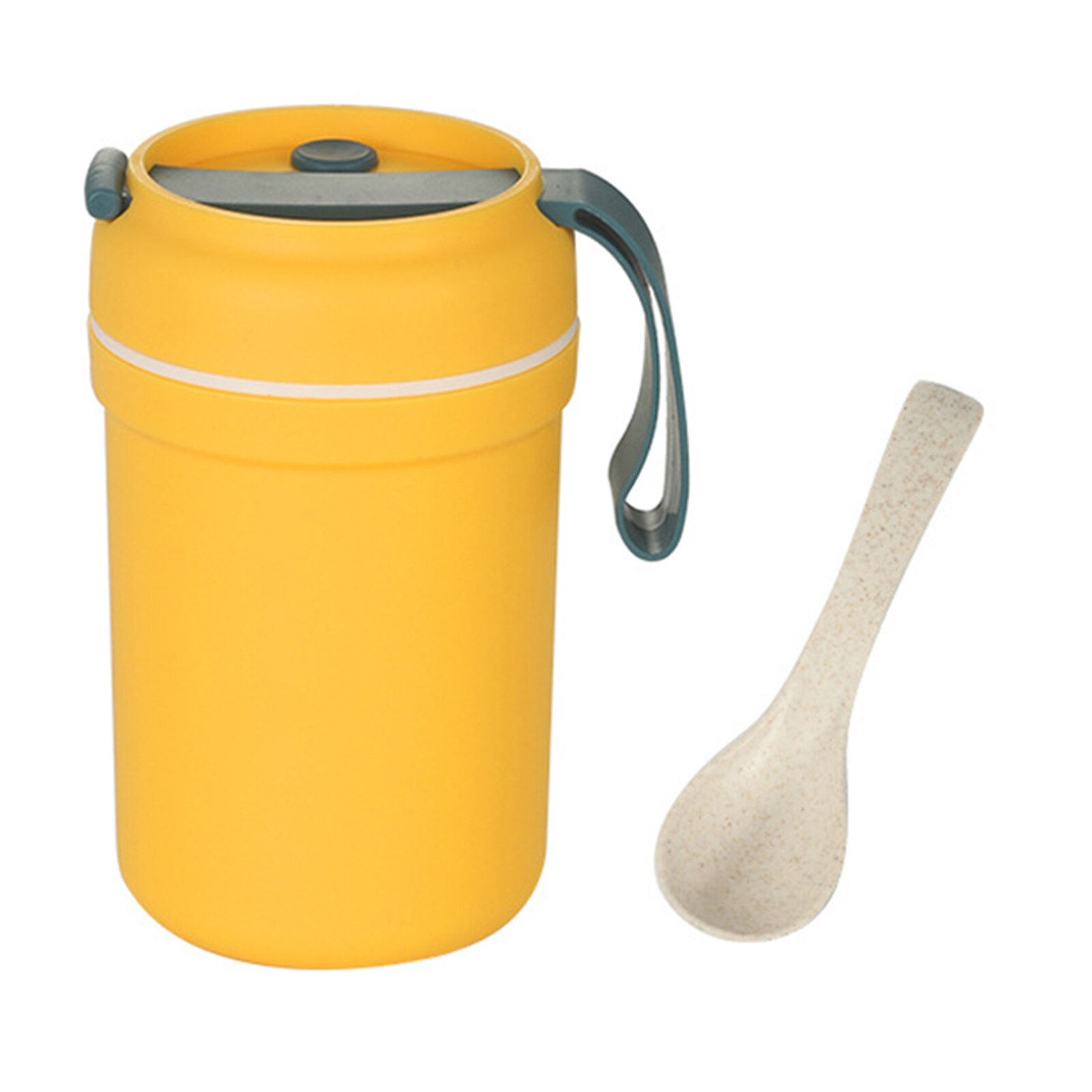 Double Layer Oatmeal Cup With Lid and Spoon Portable Plastic Soup Cup ALI88: D