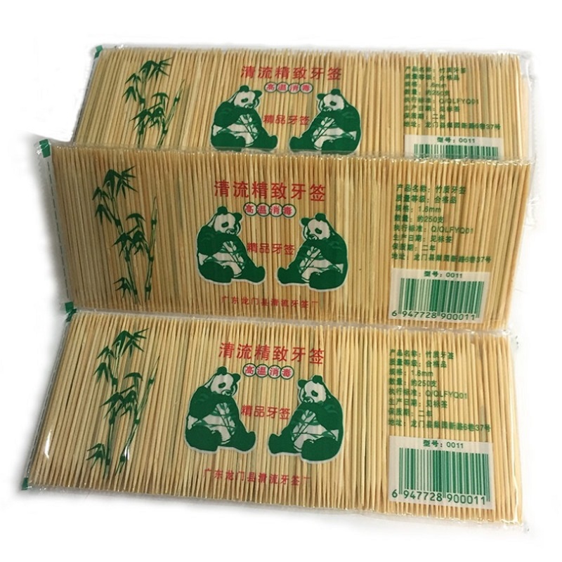 6.5 Cm 250 Stks/zak Natuurlijke Bamboe Dubbele Wees Fijne Tandenstoker Fruit Hotel Huishouden Wegwerp Tandenstoker