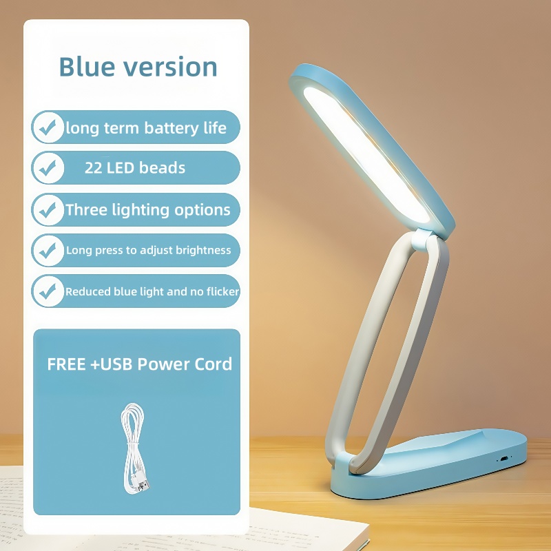 ledet-boklys berøringsskjerm sammenleggbart bord nattlampe nattbord leseøynebeskyttelse usb-frakt nattlys lesebøker rom: Blå