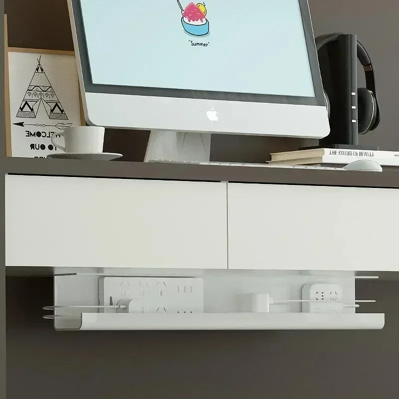 Under Table Cable Organizer Under Desk Cable Tray Wire Organizer No Trace Widened Protection Tray for Various Tables