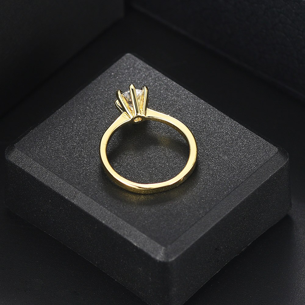 Dubbele Fair Trouwringen Voor Vrouwen Classic Aaa + Zirkoon Licht Gouden Kleur Engagement Anniversary Ring Sieraden R174