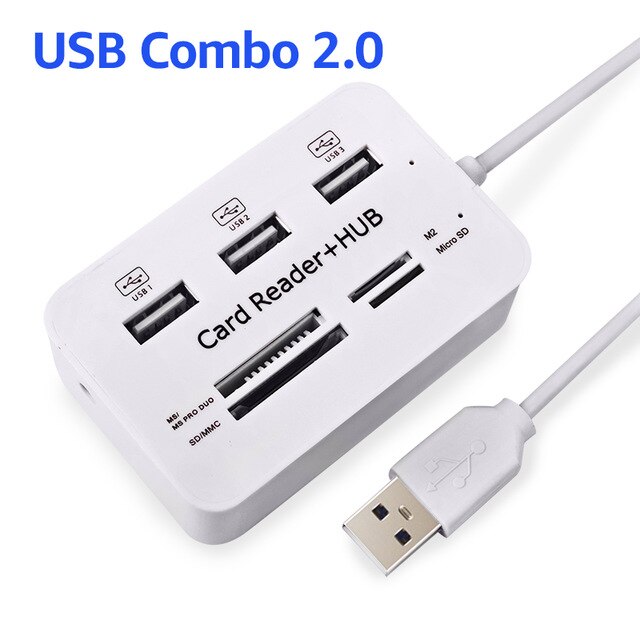 USB 3.0 Card Reader 3 Ports USB Hub 3.0 High Speed External Memory Card Reader For MS Micro SD SD MMC M2 TF Cards: USB 2.0 Combo