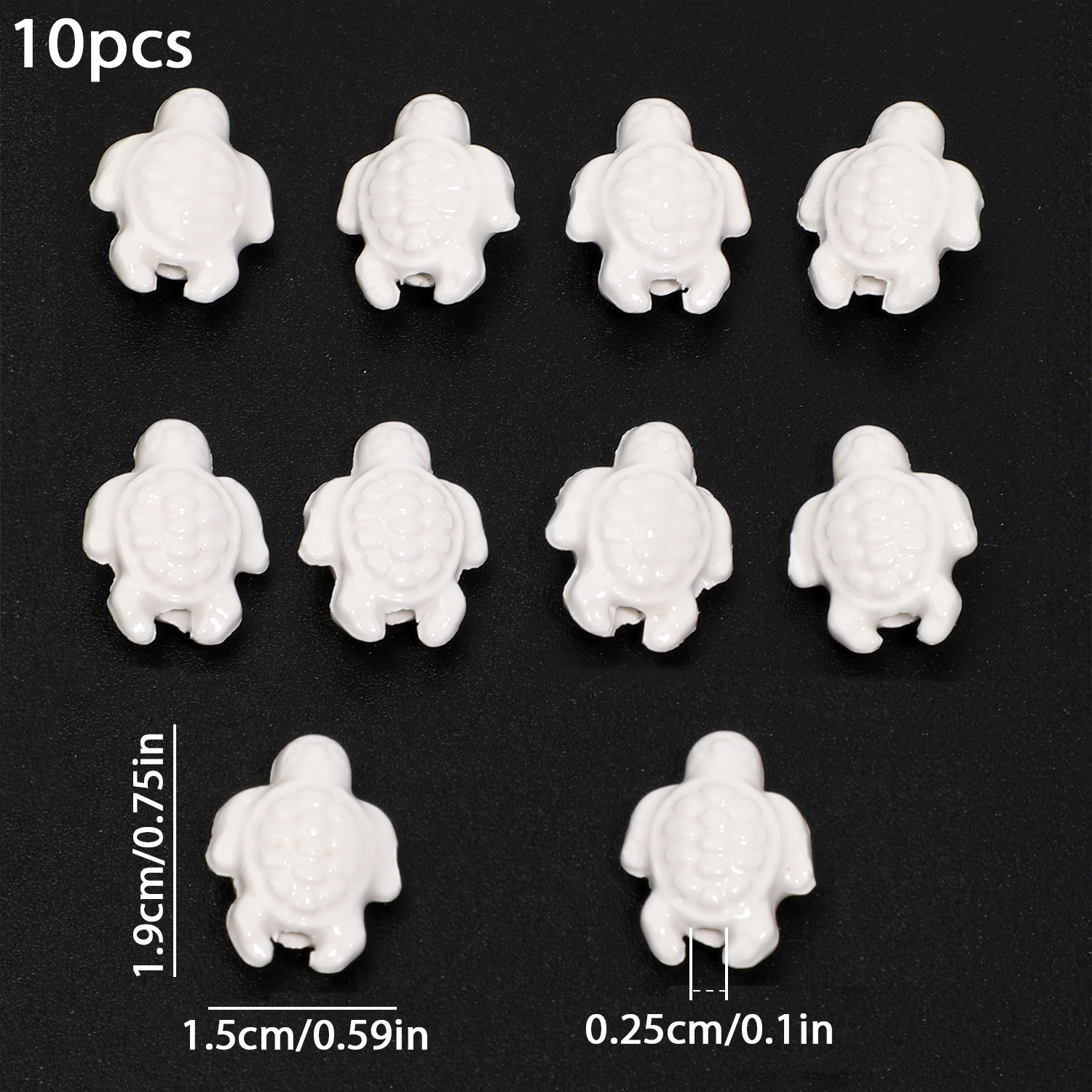 10 Uds. De cuentas coloridas mezcladas de tortuga marina, cuentas espaciadoras de cerámica esmaltadas florales, joyería para hacer DIY, collar, pendiente, pulsera, 19x15mm: Negro