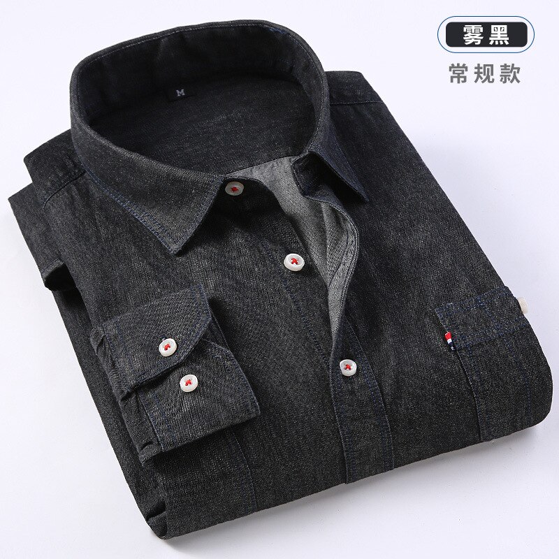 Nova moda de alta qualidade dos homens jeans camisa algodão casual lavagem areia grande casual manga comprida camisas plsu tamanho m l xl 2xl 3xl 4xl
