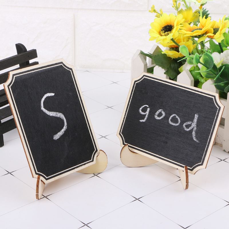 10pcs Wooden Mini Blackboard Table Sign Memo Message Stand Chalk Board Wedding Party Decoration Supplies