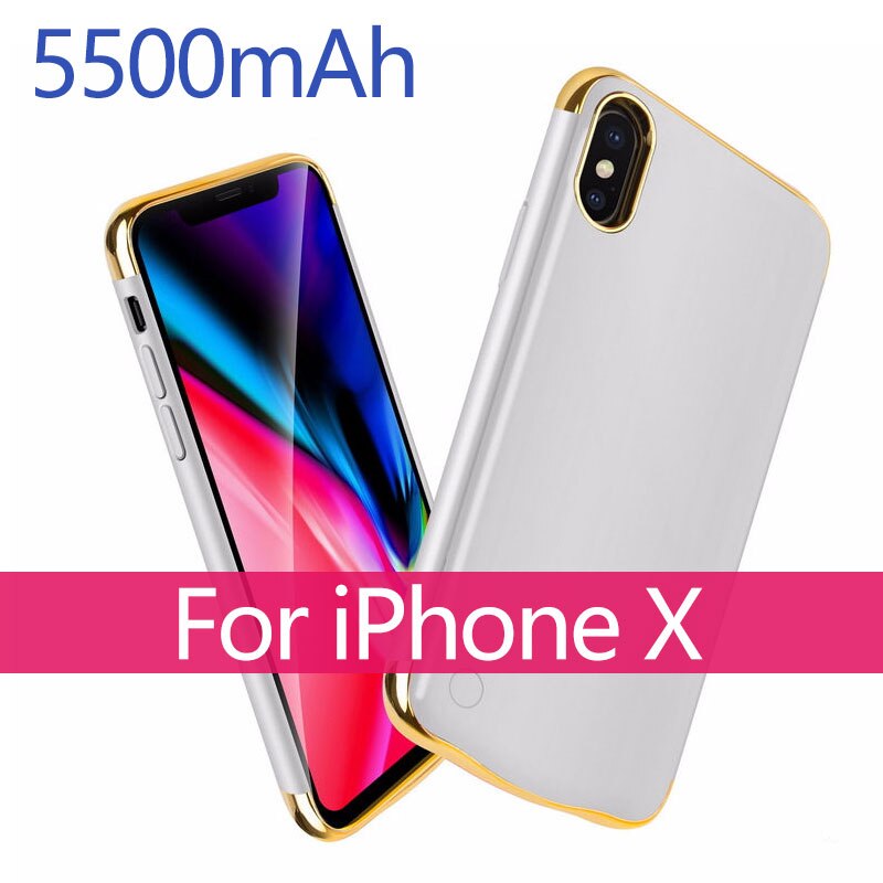 3500 Ultra Thin Phone Battery Charger Case For iPhone 6 7 8 X 4000mAh Power Bank Battery Charging Case For iphone 6 6s 7 8 plus: Silver For Iphone X