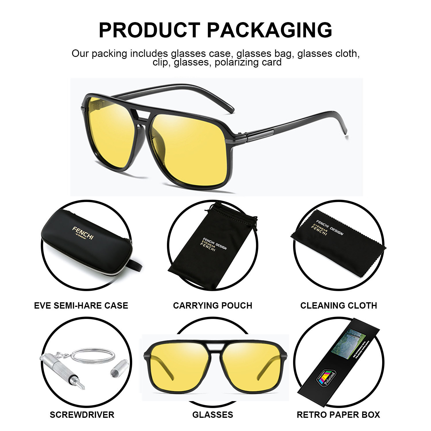 Vision Nocturna Women Night Vision Glasses Polarized Men Anti-Glare Lens Yellow Sunglasses Driving Night Vision Goggles For Car