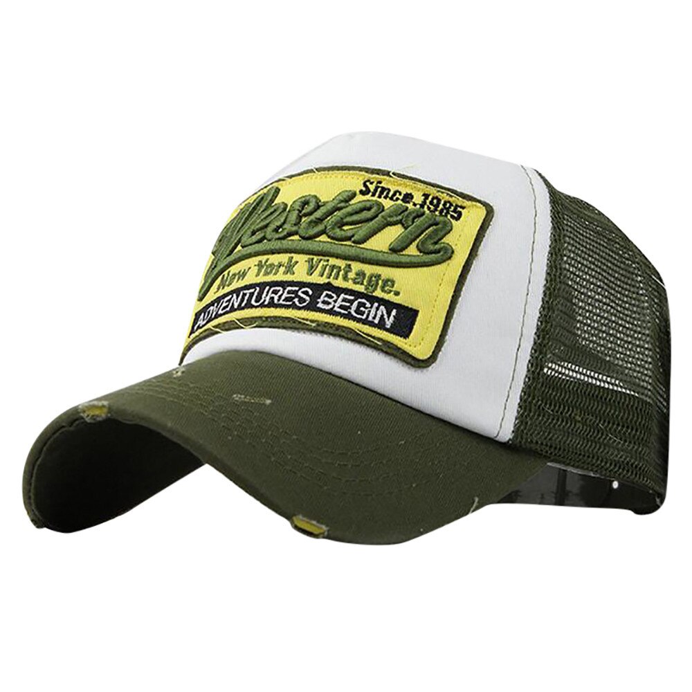 Gorras de béisbol bordadas para hombre y mujer, gorros de béisbol unisex, de algodón Multicolor, malla con letras bordadas, unisex: Green