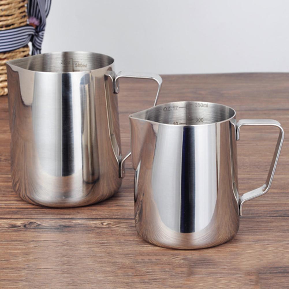 Milk Frothing Pitcher Thickening Stainless Steel Coffee Steaming Pitcher With Measurements Inside 350/580ml Easy To Clean