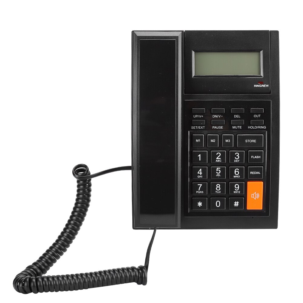 M64 ABS Black Portable Blue Light LCD Display Hands Free Call Family Business Office Fixed Landline Telephone