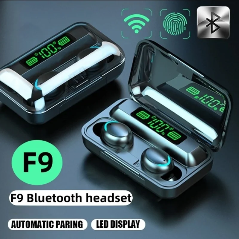 TWS F9-5 Oortelefoon Bluetooth Koptelefoon Draadloze hoofdtelefoon Hifi Stereo Sport Oordopjes Headset Hoortoestellen Met Microfoon Handenvrij