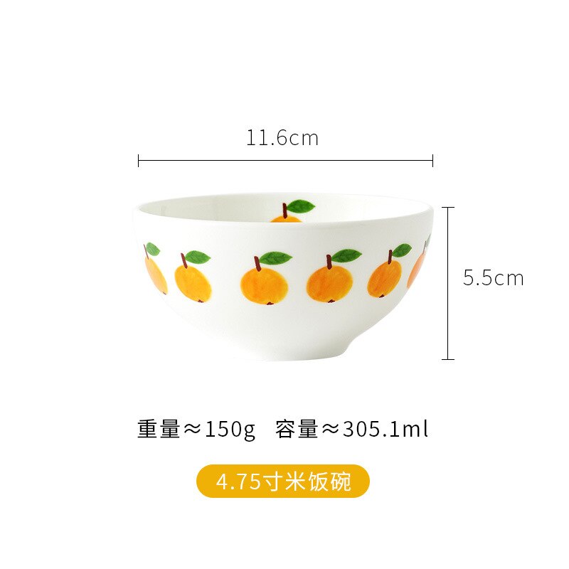 Cuenco de de frutas de hueso de estilo nórdico, tazón de cerámica de naranja y limón, plato de tazón de sopa para el hogar, comedor en pastel para el desayuno, Plato de frutas: rice bowl