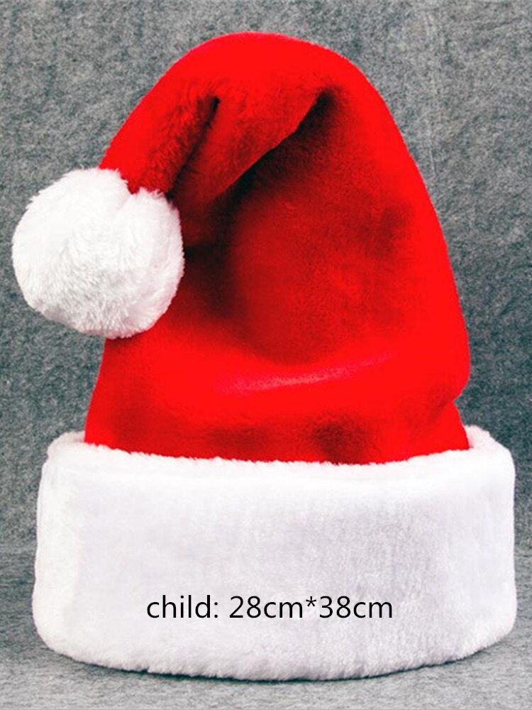 Lyxiga plysch julhattar tjocka varma vuxen stort hår boll tomte hattar juldekoration barn julfest: Barn