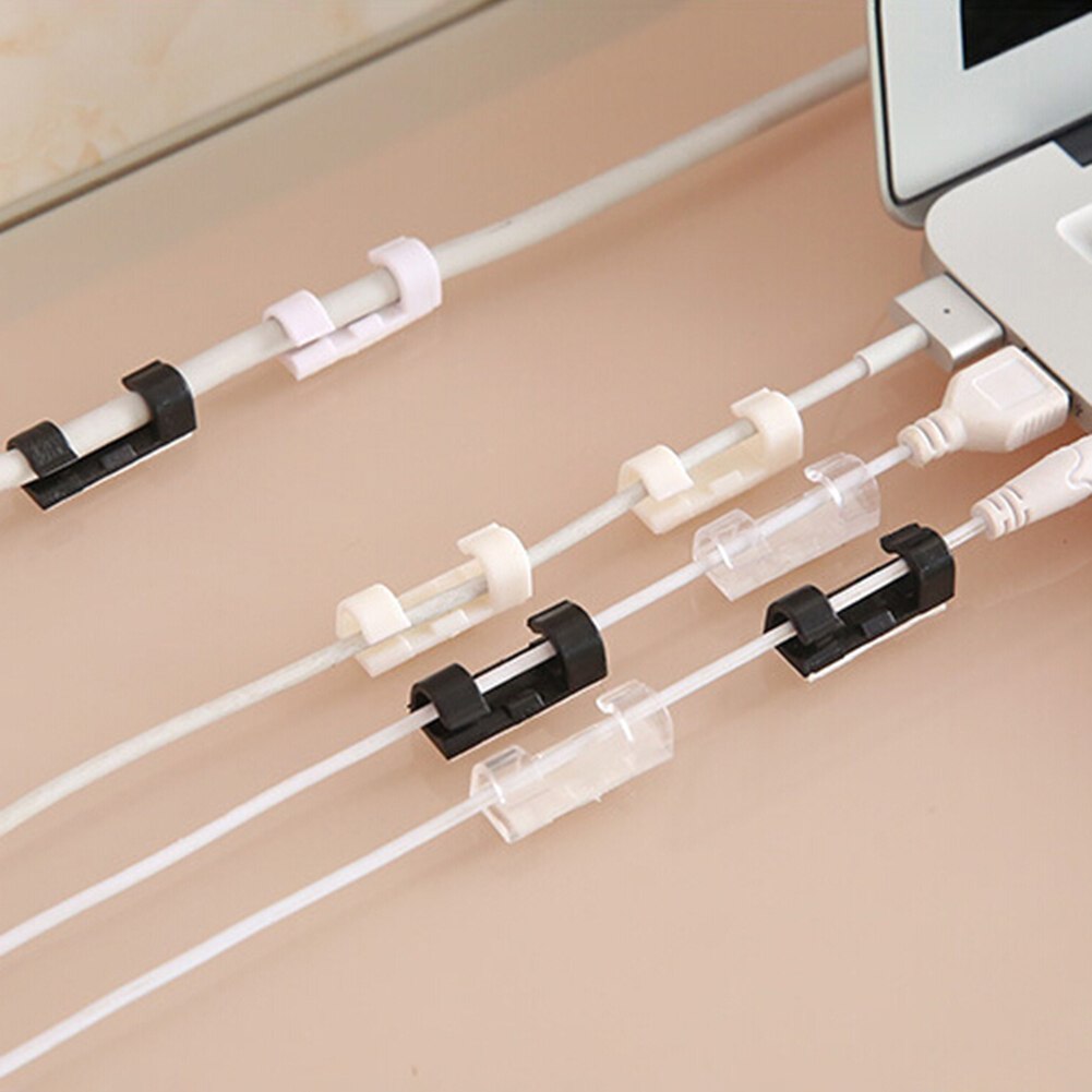 20pcs Self-Adhesive Cable Clips Cable Organizer Clips Cord Management Wire Holder Power Cords Charging Lines USB Cable Winder