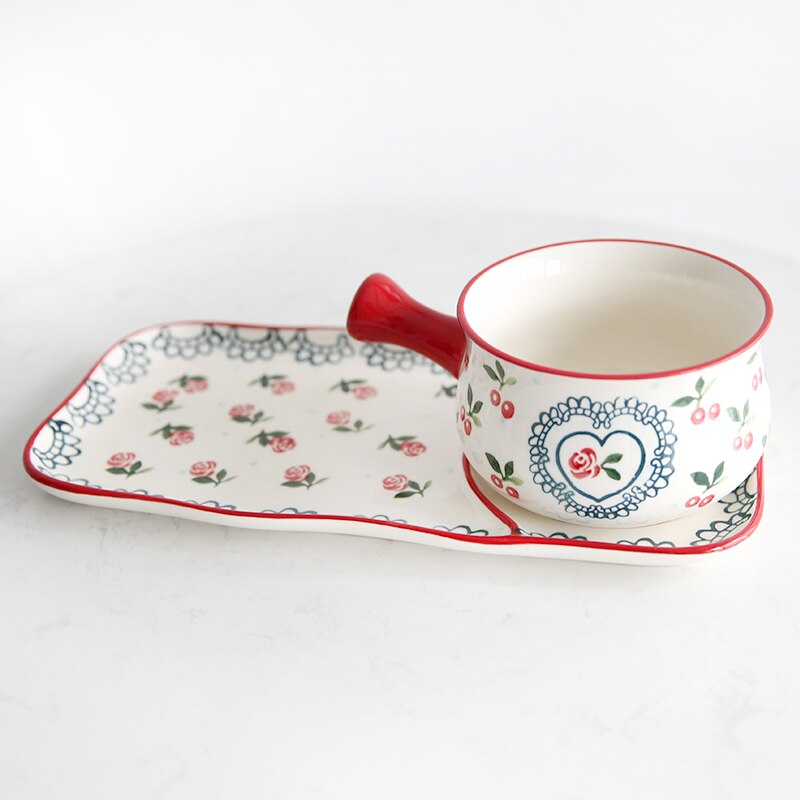 Keramische Kom En Plaat Gerechten Ontbijt Thuis Een Persoon Servies Havermout Kom Ontbijt Brood Plaat Havermout Kom