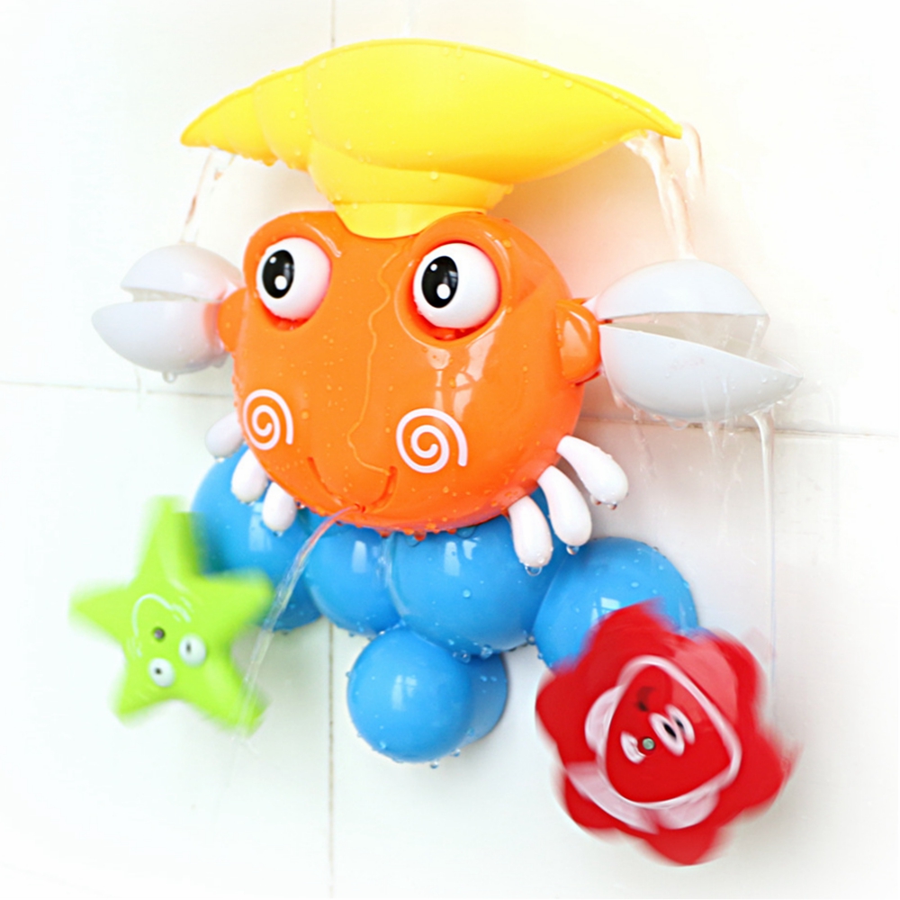 Summer Baby Shower Bath Color Cute Crab Bathroom Play Water Combination Children Runner Leak Bath Tub Toy