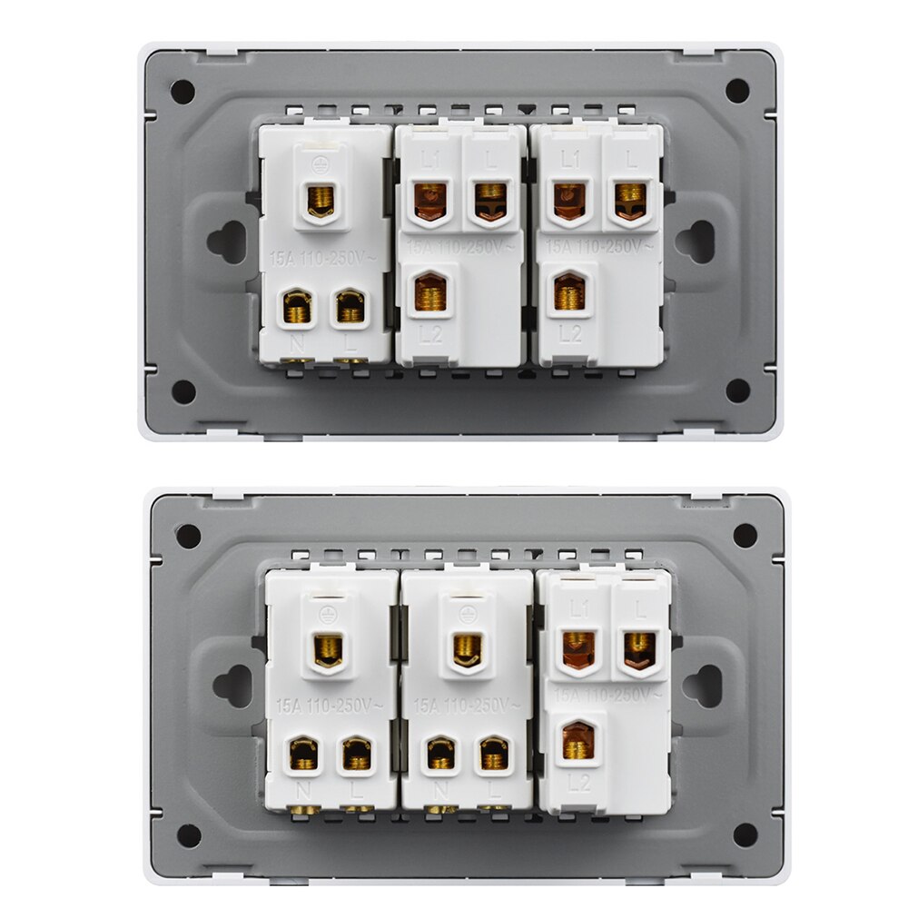 Power Wall Socket Light Switch Double 1/2 Pole Glass Panel Outlets Plate US Modular Mounted Home Office Electrical Appliances