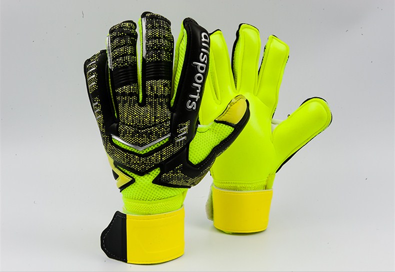 Neue Professionelle Verdicken Atmungsaktiv rutschfeste latex Fußball Torwarthandschuhe Torwart Fußball fingerknochen schutz schutz handschuhe: green / size 8