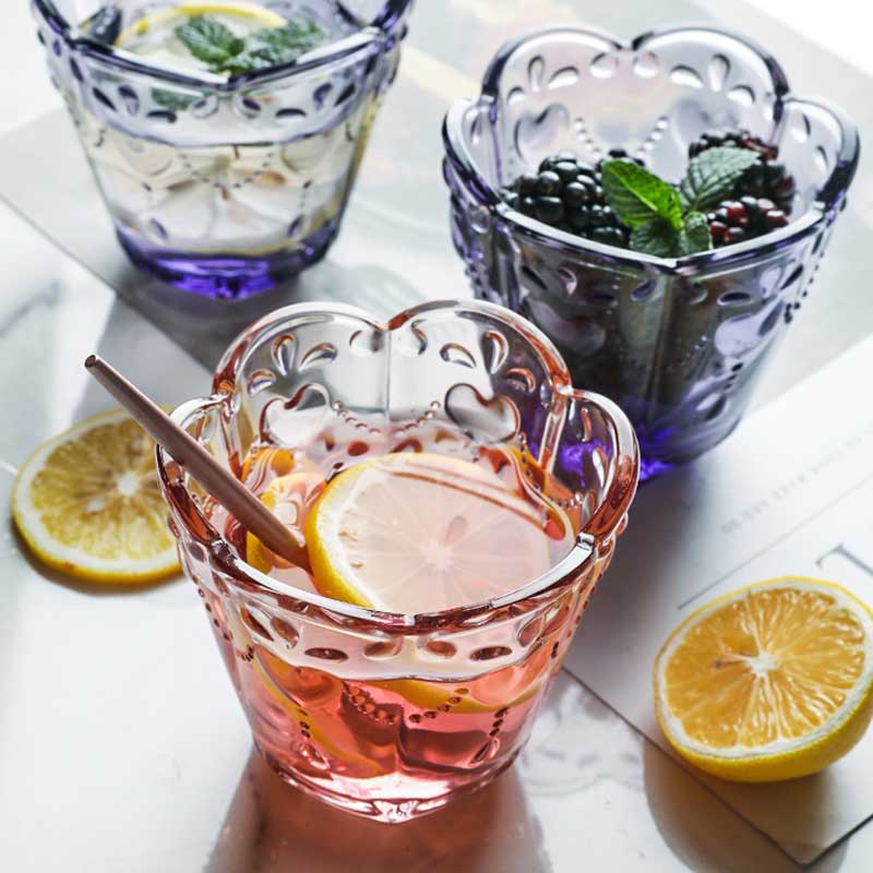 1 st kristallmuggar präglade glas retro vin juice mjölk dricksglas kök kontor fest kaffemugg drinkware 200ml