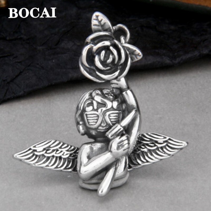 Bocai Trend Solid Pure S925 Zilveren Sieraden Modieuze En Eenvoudige Bell Robot Kat Trendy Mannen En Vrouwen Hanger