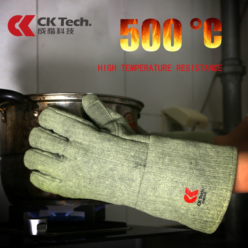 CK Tech-guantes resistentes a altas temperaturas, guantes industriales de aislamiento térmico, antiquemaduras, antifuego, para cazuela, horno y hornear, 500 ℃