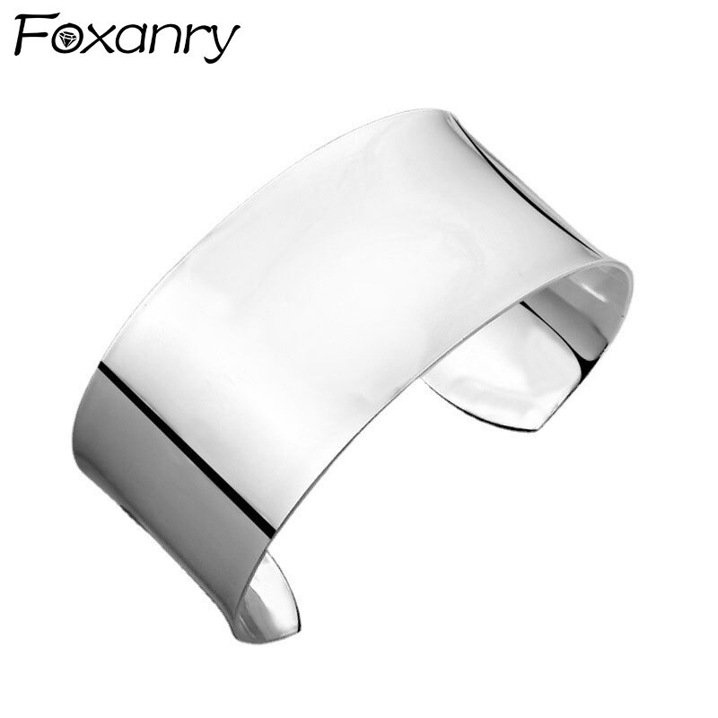 Foxanry minimalist wide brcacelet charm women girls birthday jewelry for women new creative smooth geometric party accessories