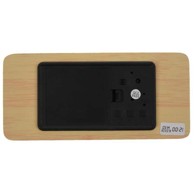 Led Alarm Clock,Wooden LED Digital Alarm Clock, Displays Time Date Week And Temperature, Square Wood-shaped Sound Control Desk A