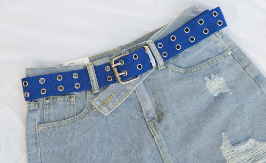 HJKL Women Punk Chain Belt Adjustable Double/Single Row Hole Eyelet Waistband with Eyelet Chain Decorative Belts: G