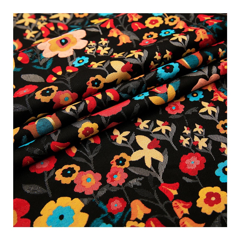 Jacquard brokad tyg satintyger sömnadsmaterial för satängklänning，klänning med broderi， mörkläggningsgardin